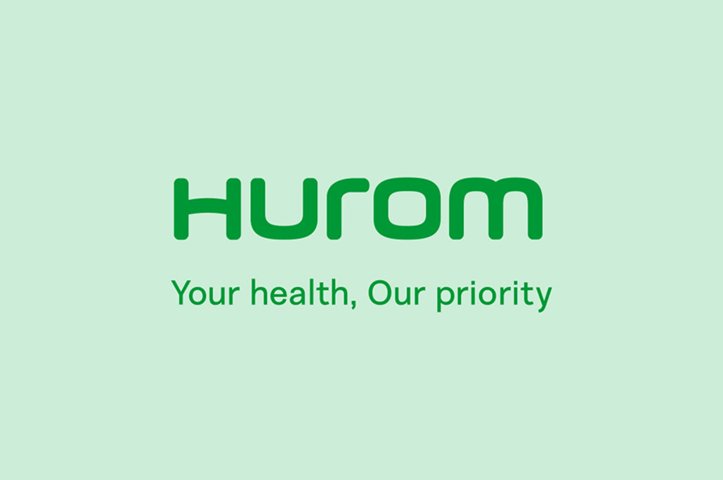 Immagine segnaposto con il logo Hurom e lo slogan Your health, Our priority